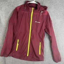 FLYGAGA Windbreaker Jacket Mens Large Red Hooded Full Zip Lightweight Running