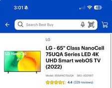 LG 65" NanoCell 75UQA 65NANO75UQA 4K 2160p LED webOS TV 2022 Black