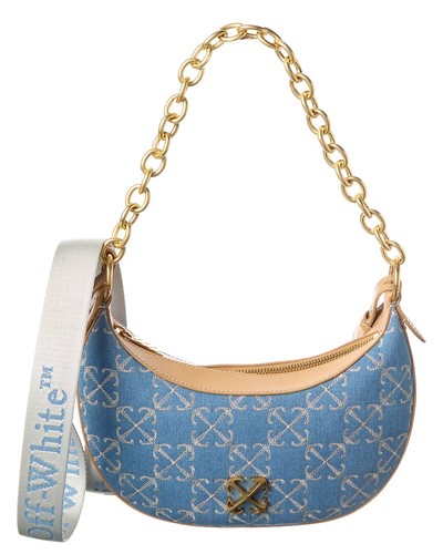 Off-White™ Hemisphere Denim & Leather Shoulder Bag Women's Blue