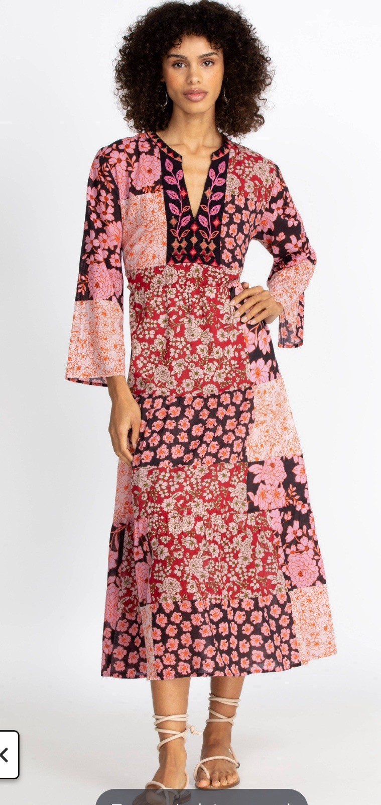 Johnny Was Flora Boho Patchwork Cotton Floral Tie… - image 1