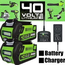 2Pack 40V 8.0Ah Battery / Charger For Greenworks 40 Volt Lithium Ion G-MAX 29462