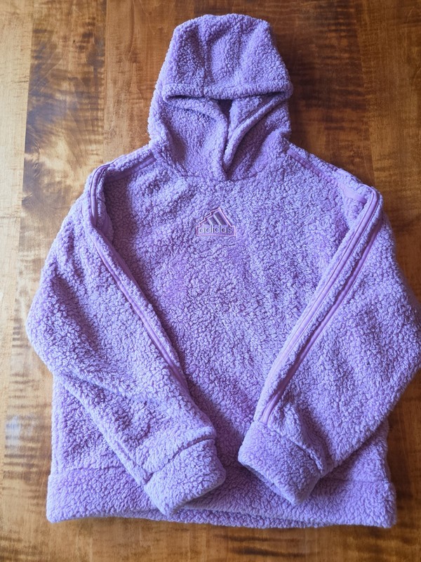 Adidas Fuzzy Hoodie Pullover Lavender Purple Girls Size Large/14