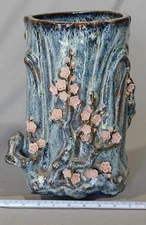 Rare antique Japanese vase Miyagawa Makazu Kozan ca. 1900 cherry blossom tree