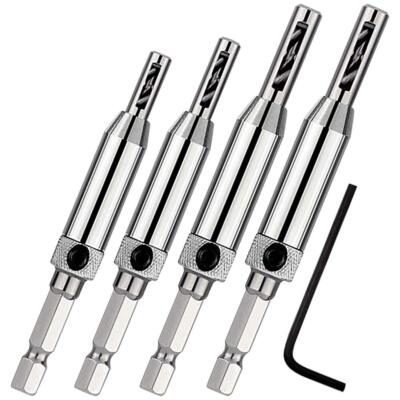 4 Pcs Self Centering Drill Bit Set For Hinges Center Drill Bit Set 1/4 Hex Shank