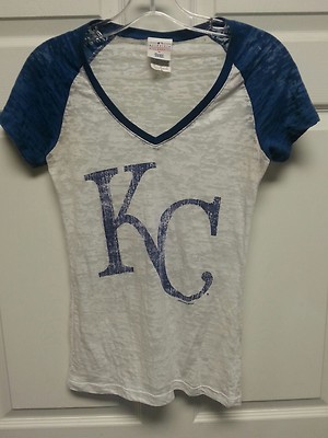 Campus Lifestyle Woman's Top Size XS Very Sheer Blue White KC Short Sleeve