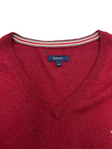 GANT V-Ausschnitt Rot 30% Wolle Pullover Herren Größe 3XL - Bild 4 von 9