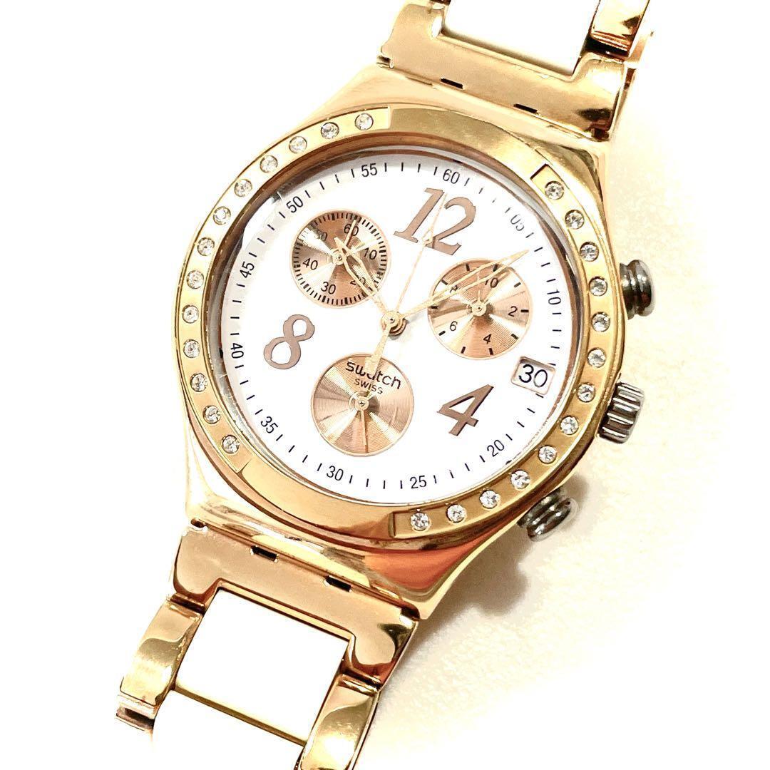 Swatch Irony Chronograph Rare YCG406G DREAMWHITE ROSE Date Swatch Irony Chronograph Rare YCG406G DREAMWHITE ROSE Date
