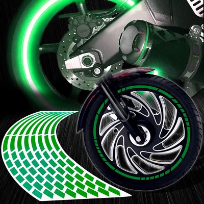 16/17/18'' Reflective Rims Tape/Wheel Rim Decal Pattern Strips Sticker Kit Green