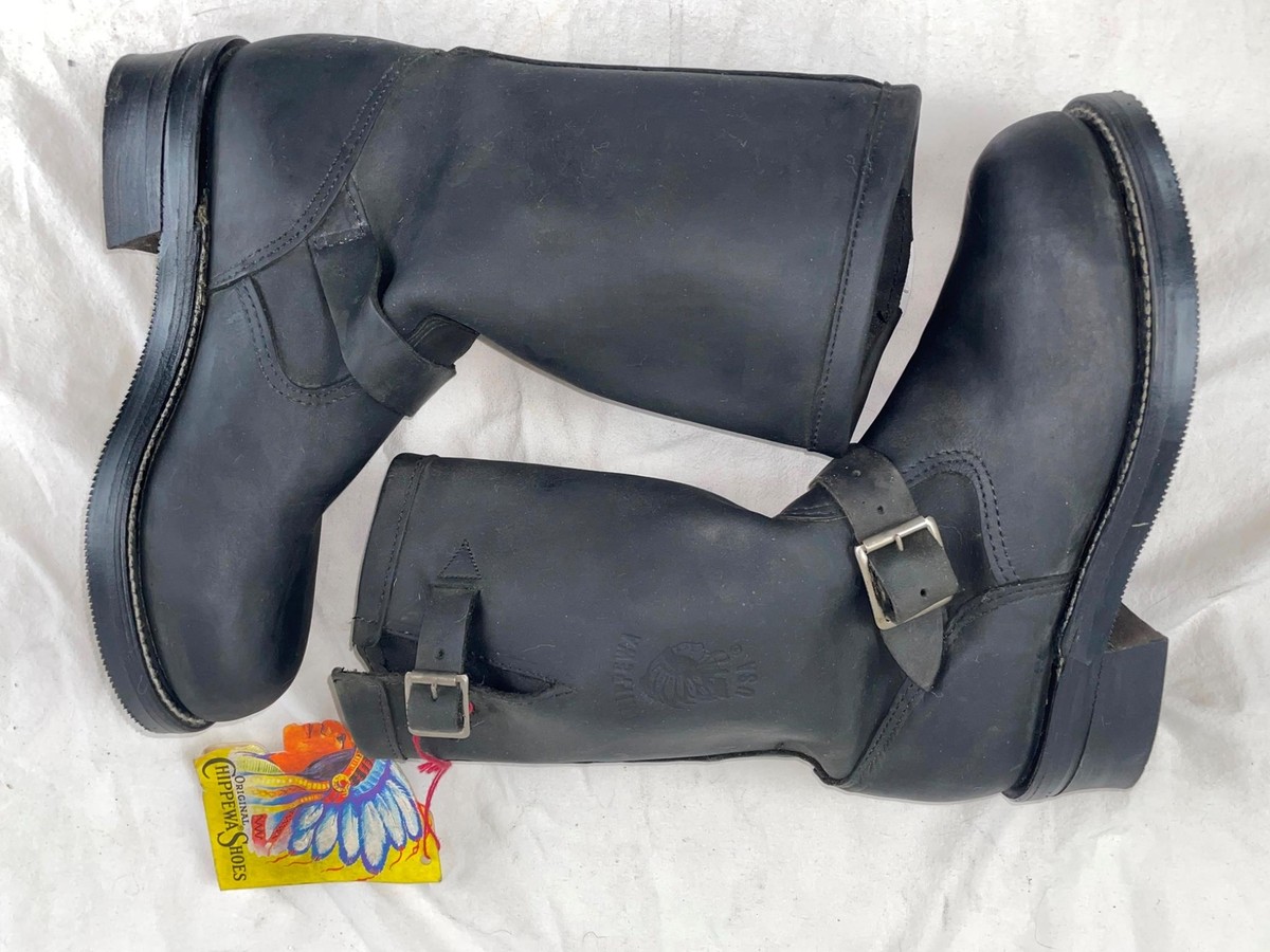 VTG 70S MENS NEW CHIPPEWA LEATHER MOTORCYCLE BIKER ENGINEER STEEL TOE  BOOTS