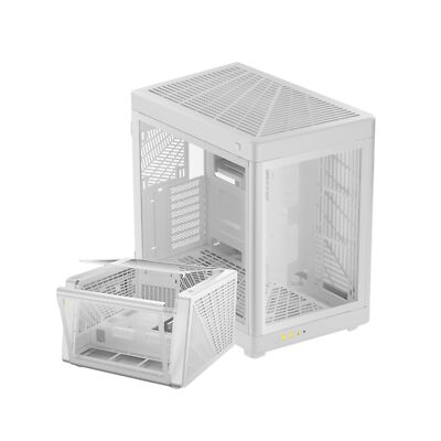 GAMDIAS RGB Dual-Chamber Tempered Glass Gaming PC Case, 2-way