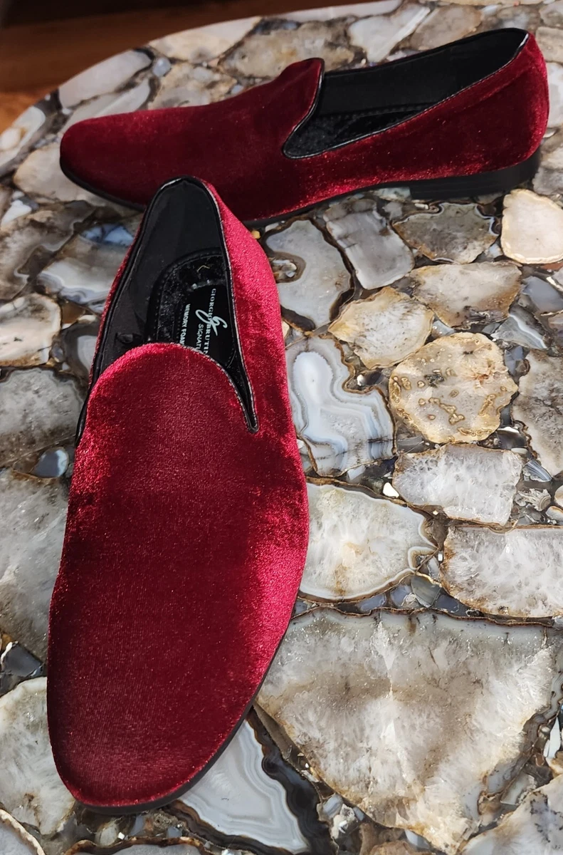 Red velvet slip on shoes 2025