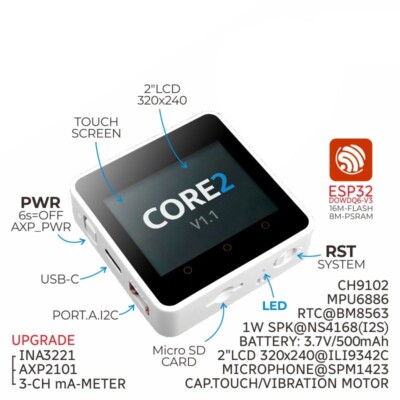 M5Stack Core2 V1.1 ESP32 Development Board Kit Bluetooth Programming Control