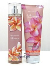 BATH  BODY WORKS PLUMERIA BODY MIST SPRAY  BODY CREAM SET FULL SIZE 