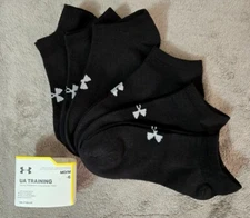 Under Armour Training No Show Socks, Heatgear - Black (6-Pairs) Medium
