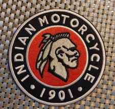 Indian Motorcycle 1901 Round 3.5" Embroidered Patch Iron-On Sew-On Biker