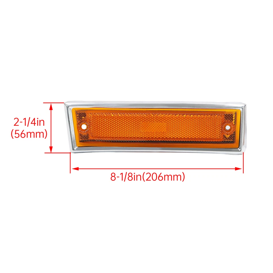 Side Marker Lights Amber Lens For Chevy GMC Pickup Truck 1981-1991 C10 C20 C30 - Image 3 of 4