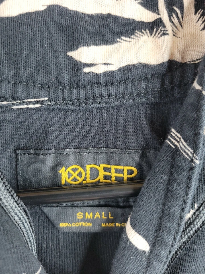 10 Deep Aloha Floral Graphic Short Sleeve Button Front Cotton Shirt Mens Small - Image 2 of 4