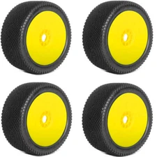 Powerhobby J-Zero 1/8 Buggy Tires Yellow Dish Wheels (4) Medium Soft Unglued