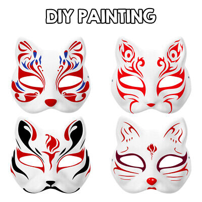  2Pcs Therian Mask Fox Cat Therian Mask for Adults White Blank  Fox Mask Hand Painted Animal Face Mask Halloween Mask DIY Mask Animal Party  Cosplay Costume : Clothing, Shoes & Jewelry