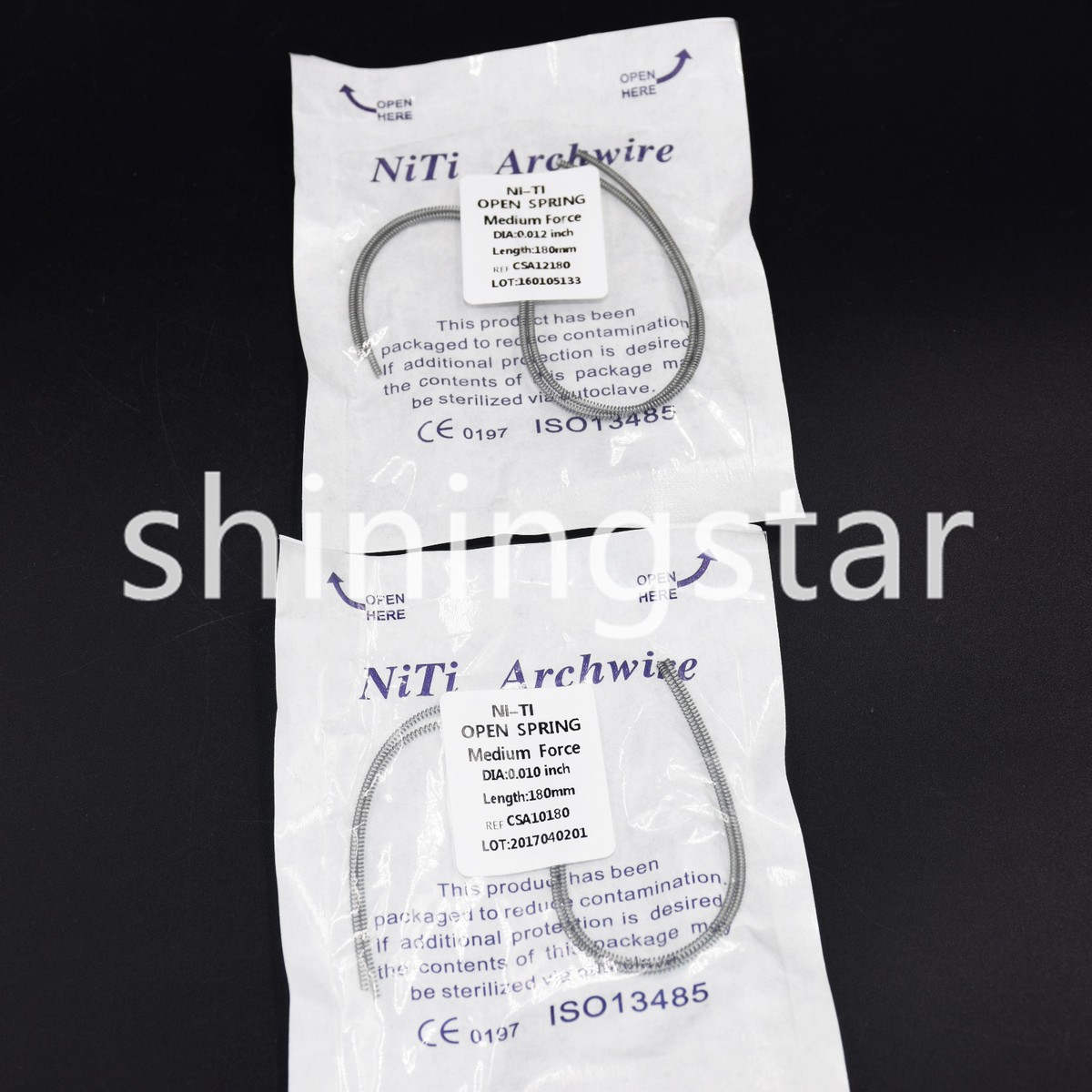 10-Pack Dental Orthodontic Open Coil Springs, NiTi Alloy, Medium Force .012x180mm