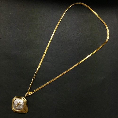 Yves Saint Laurent YSL Logo Rhinestone Gold Tone Pendant Necklace/2BC0576 - Imagen 2 de 8