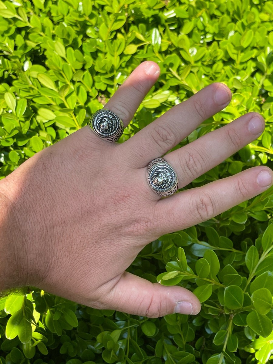 Real 925 Sterling Silver Mens Plain Lion Ring Leo Head Size 7 8 9