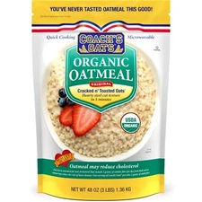 Coach's Oats Organic Whole Grain Oatmeal 3 lbs | Cracked n’ Toasted Oats | Qu...