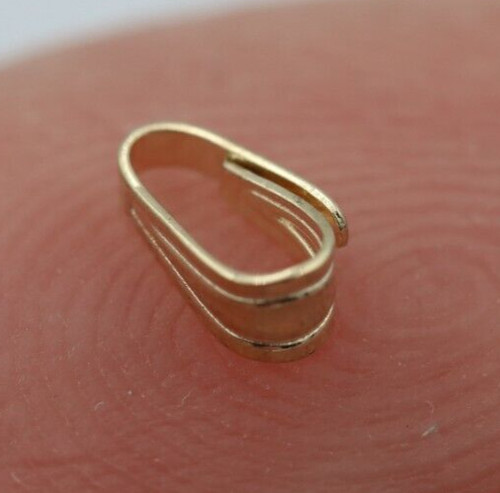 Solid 14ct Yellow Gold Snap On Pendant Small Bail Connector 5mm x 2mm -Free Post