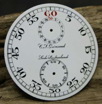 C.L. GUINAND LOCLE SWISS PORCELAIN FACE POCKET WATCH VERY CLEAN! (J2H3)