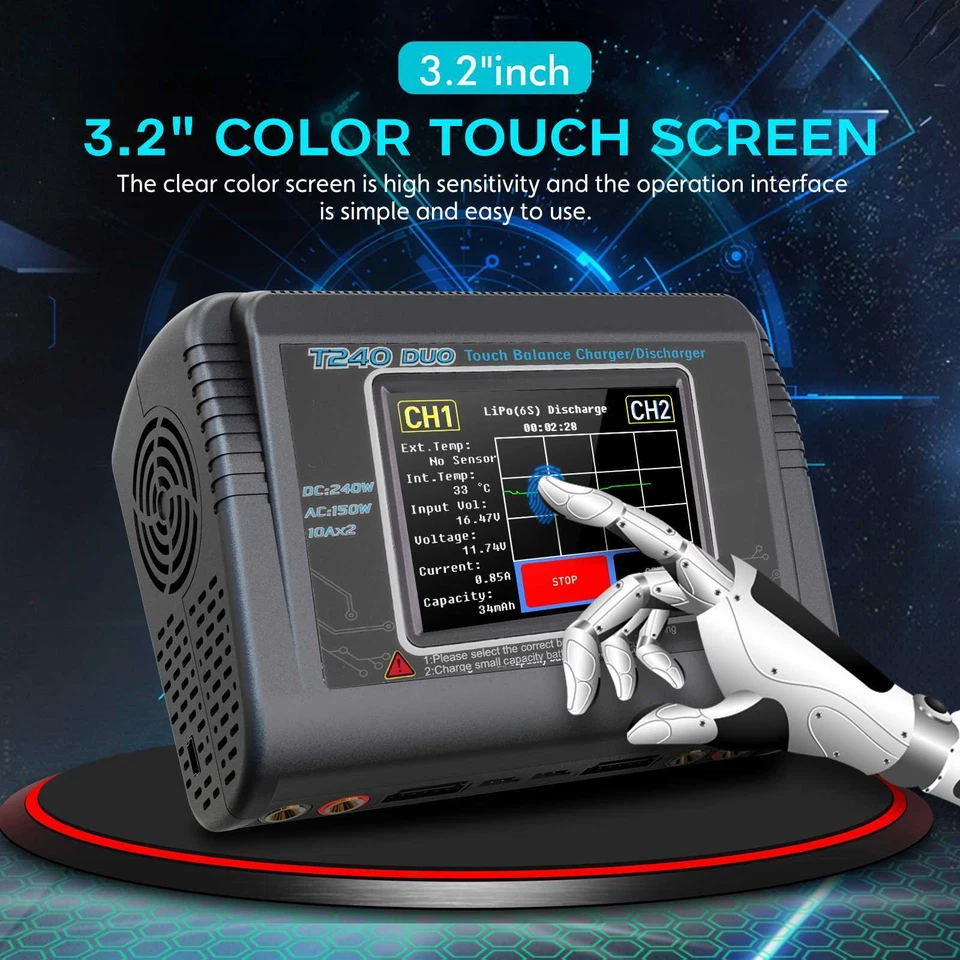 HTRC T240 DUO RC Akku Ladegerät Balance Ladegerät 240W für LiPo LiHV Lilon NiCd - Bild 4 von 4