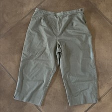 Women  s Cropped pants Capris size 16 By Chaus Side Zip Green Cotton