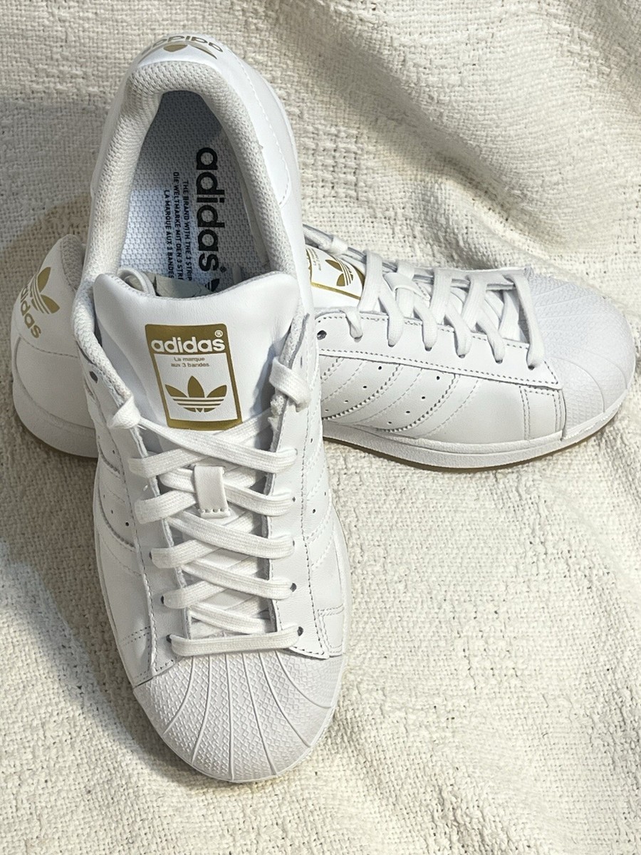 NEW Adidas Superstar White Gold Metallic Shoes BY4357 -Men's Size