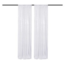 White Sequin Backdrop Curtain 2FTx8FT 2 Panels White Sequin for Parties Glitt...