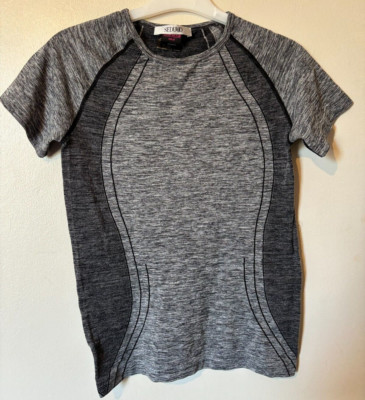 Mädchen Sport Fitness Top Kurzarm Stretch feuchtigkeitsableitend Kinder Alter 12 Jahre NEU grau