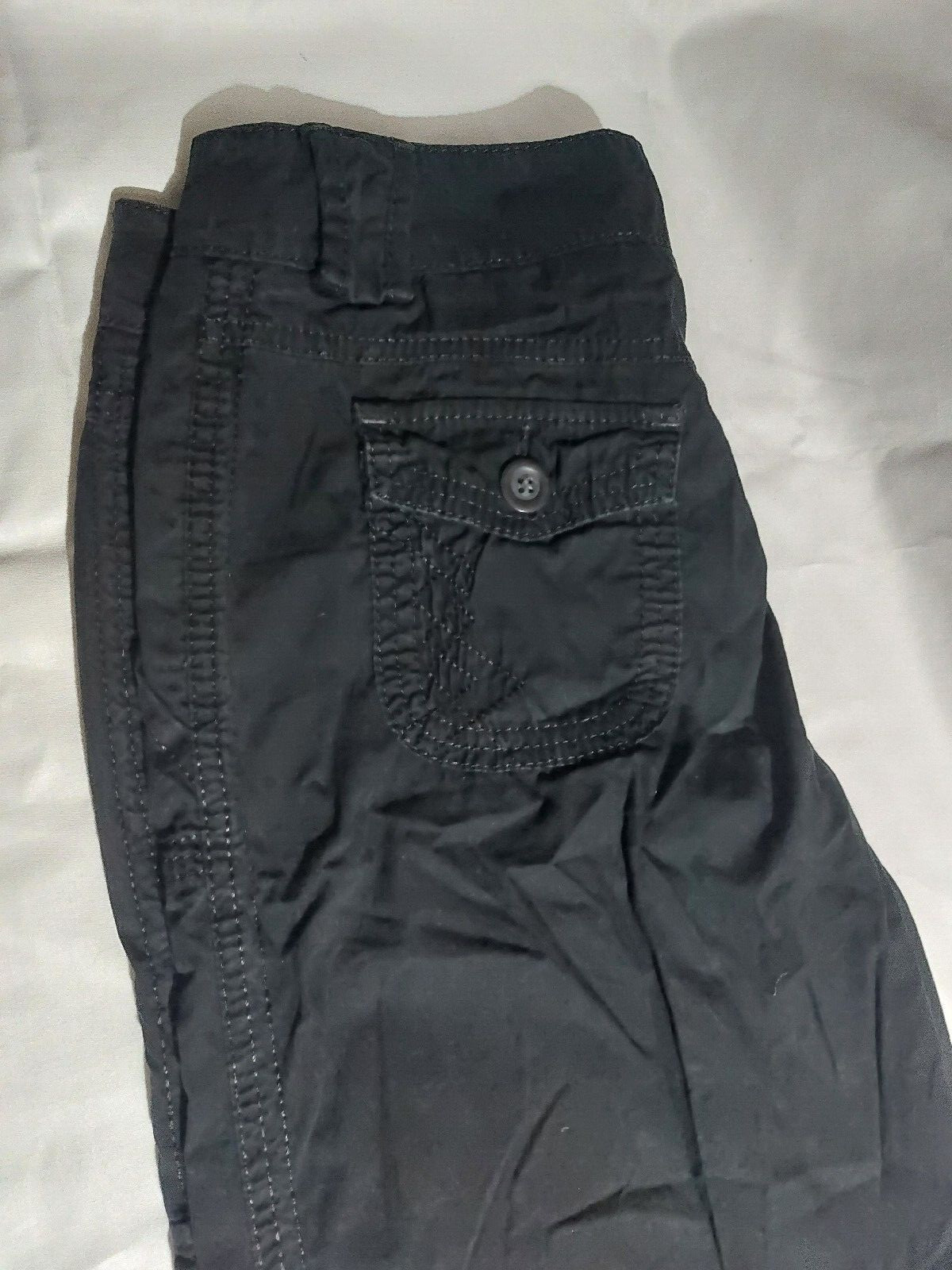 M&S black faux patch cotton boho cargo combat utility pants trousers size 12 image 6