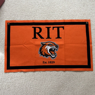 Half Flags For Rit Rochester Institute of Technology RIT Tigers Orange Felt Indoor Flag 29 ...
