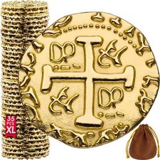 Premium Metal Pirate Coins - 35 X Large Pirate Gold Coins for Kids, Fake Gold...