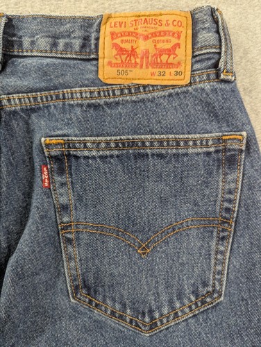 Levis 505 Jeans Mens Size 32x30 Blue Classic Straight 100% Cotton Comfort Y2K - Picture 8 of 13