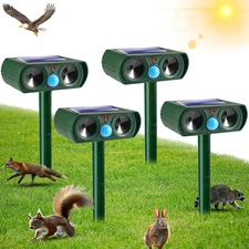 4 Pack Solar Ultrasonic Animal Repellent Outdoor Deer Repellent Devices Waterpro