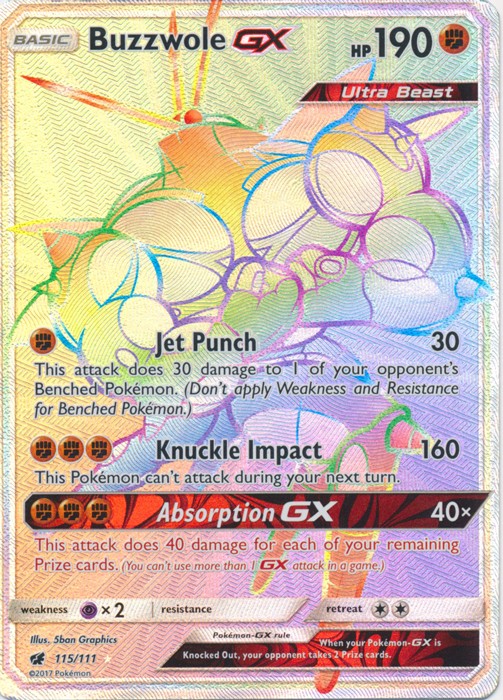 Buzzwole GX - 115/111 - Secret Rare - NM - Crimson Invasion