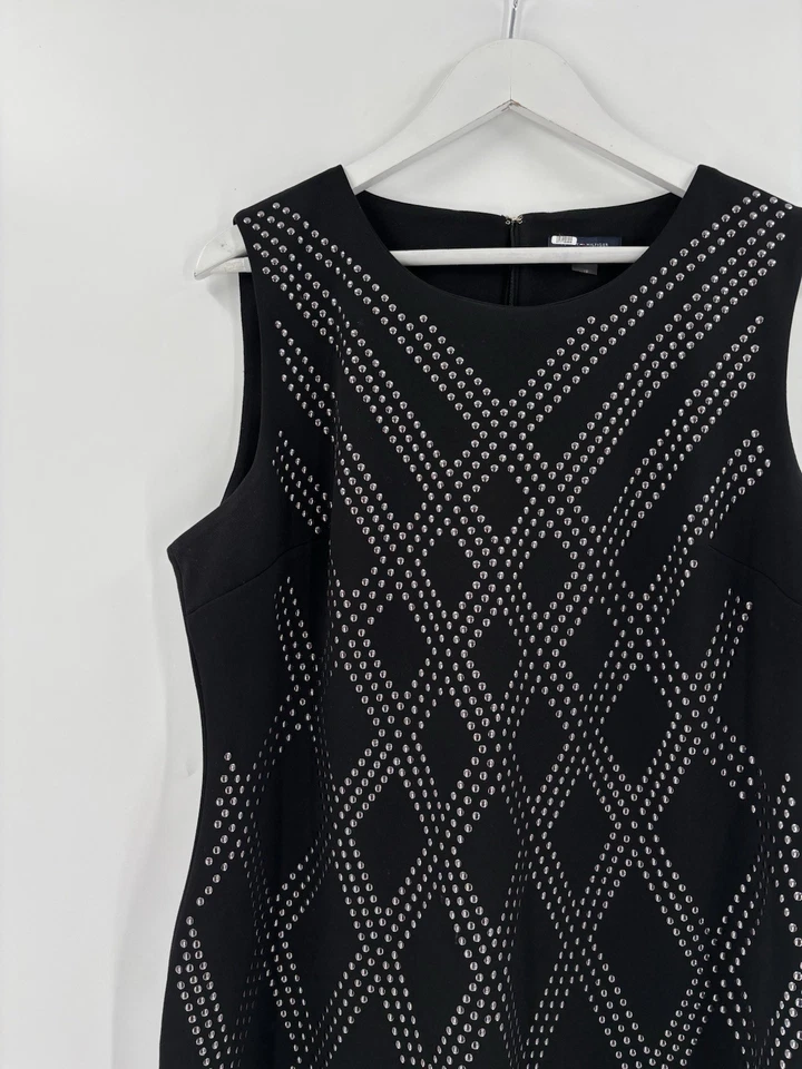 Tommy Hilfiger Dress Womens 18 Black Sleeveless Studded Sheath Stretchy Zip Up - Image 4 of 4
