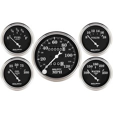 Autometer 1708 Old Tyme Black 5-piece Analog Gauge Set Autometer 1708 Old Tyme Black 5-piece Analog Gauge Set