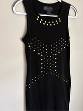 Kardashian Kollection Black Sleeveless Studded Bodycon Dress size M Y2K Glam