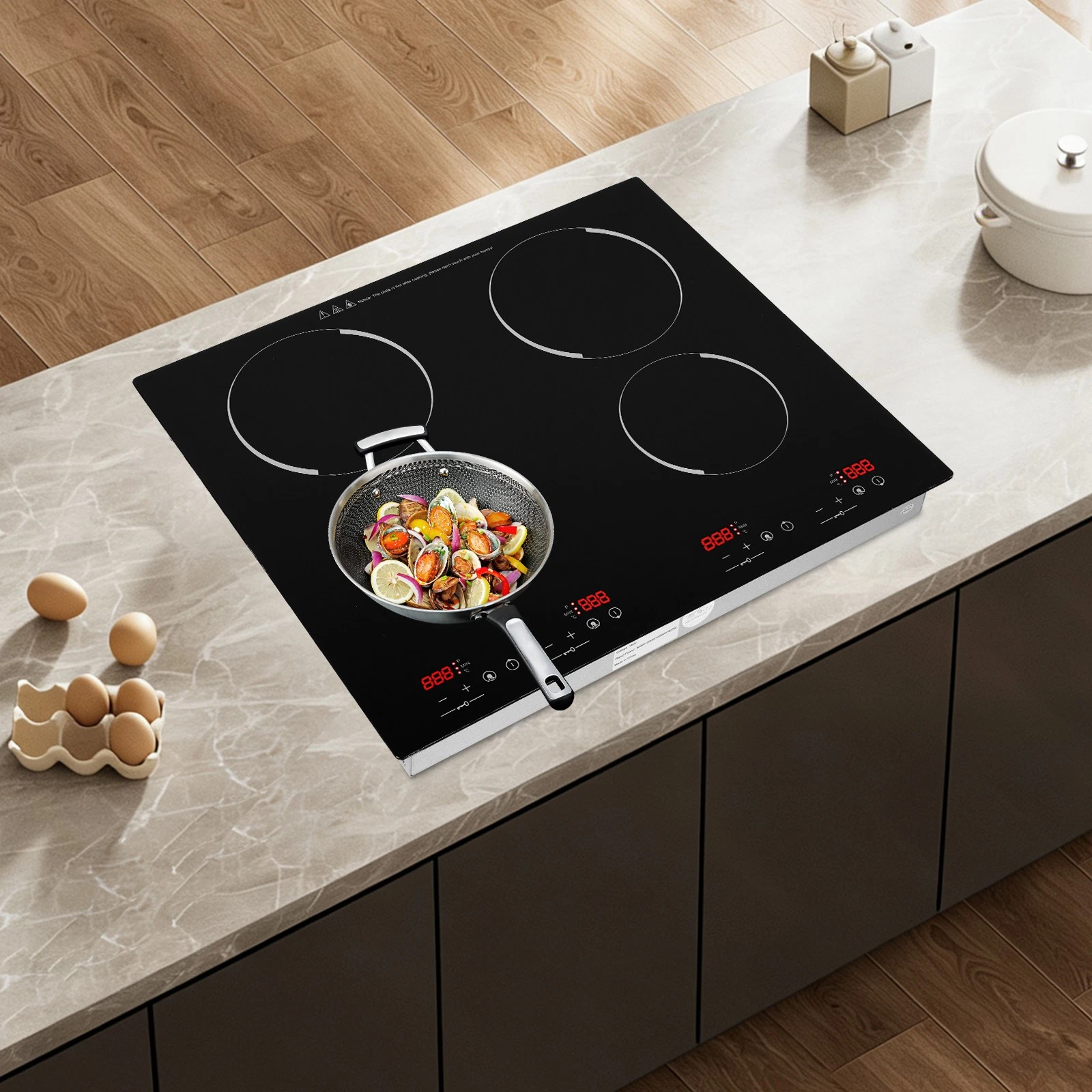 3000W Electric Ceramic Cooktop Built-In Sensor Touch-Control 9 Heating Levels