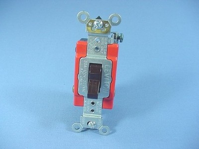 Leviton 1223-2 Brown Industrial Grade 3-Way Toggle Wall Light Switch 20A Bulk