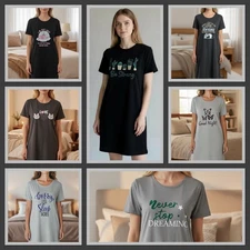 Ladies Cotton Blend Nighty Short Sleeve In 7 Prints Size S M L XL