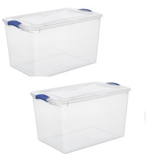 2 Pack  Large Storage Bin, 66 Quart Clear Plastic Storage Container with Latch