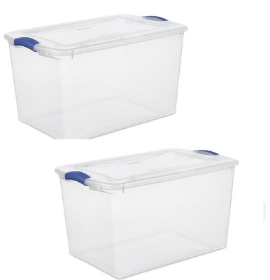 (2 Pack)  Large Storage Bin, 66 Quart Clear Plastic Storage Container with Latch