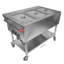 Commercial 2/3-Pan Electric Food Warmer 1000/1500W Buffet Steam Table w/Wheels