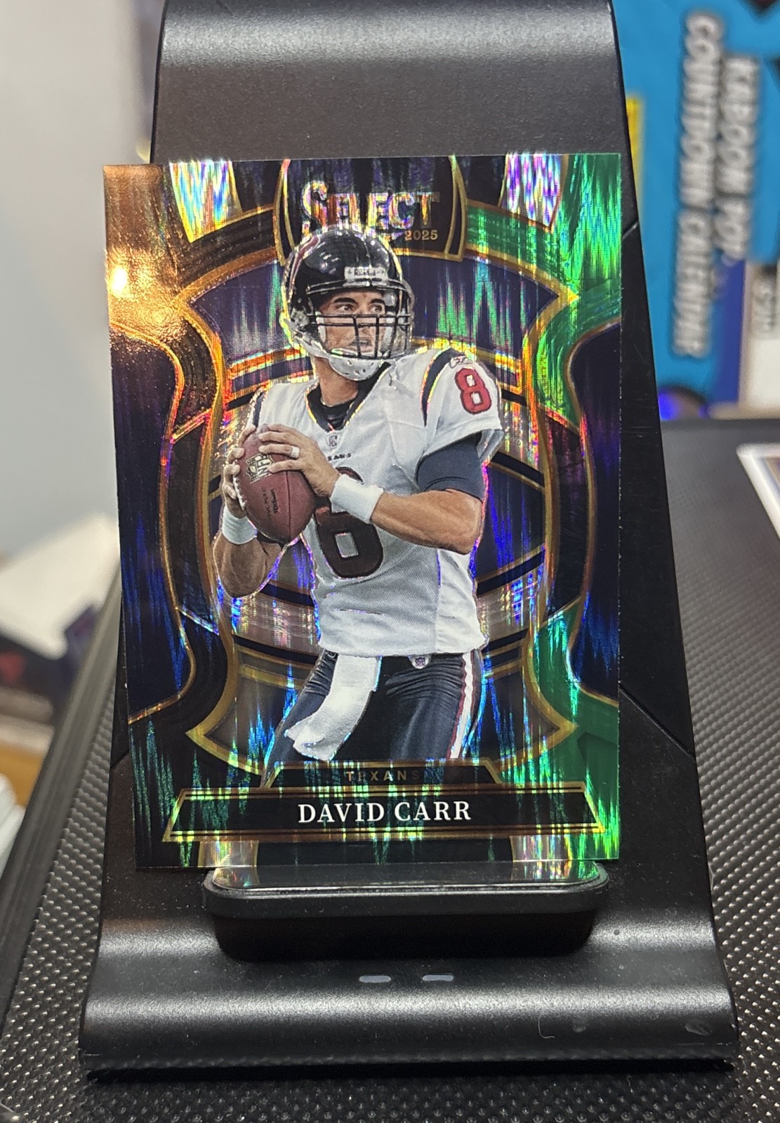 2025 Panini Select - Concourse David Carr #50 Black & Green Shock Prizm
